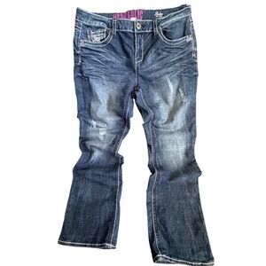 Y2K Hydraulic Bailey Slim Boot Jeans Dark Wash Distressed Contrast Stitch